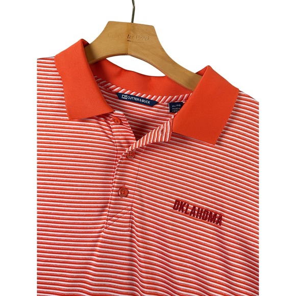 Cutter & Buck Other - Cutter Buck Oklahoma Striped Polo Shirt Mens XL Orange‎  Short Sleeve Collared
